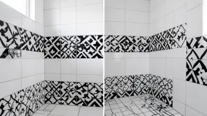 płytki białoczarne do łazienki