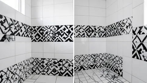 płytki białoczarne do łazienki