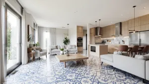 Płytki do salonu z aneksem kuchennym