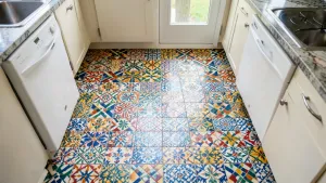 Płytki patchwork w kuchni na podłogę