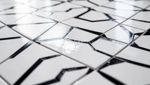 Płytki podłogowe białe z czarnym