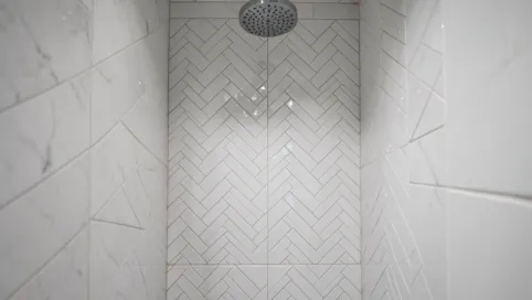 Płytki w jodełkę pod prysznic