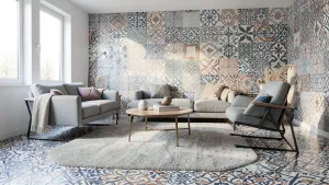 Płytki w salonie  aranżacje