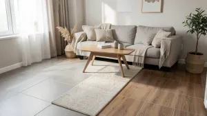 Płytki w salonie czy panele