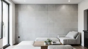 Płytki w salonie na ścianie