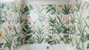 Płytki z motywem roślinnym do łazienki