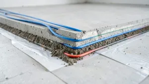 Przekrój posadzki z ogrzewaniem podłogowym