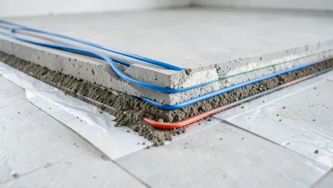 Przekrój posadzki z ogrzewaniem podłogowym