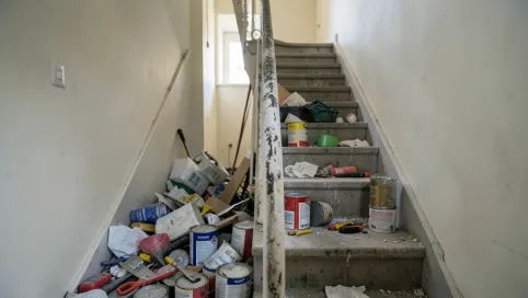 Remont mieszkania a bałagan na klatce schodowej