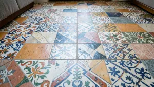 Różne płytki na podłodze