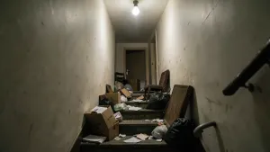 Rzeczy pozostawione na klatce schodowej