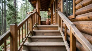Schody do domku drewnianego