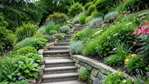 Schody na skarpie w ogrodzie