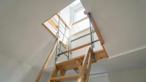 Schody strychowe z poręczą