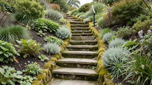 Schody w ogrodzie na skarpie
