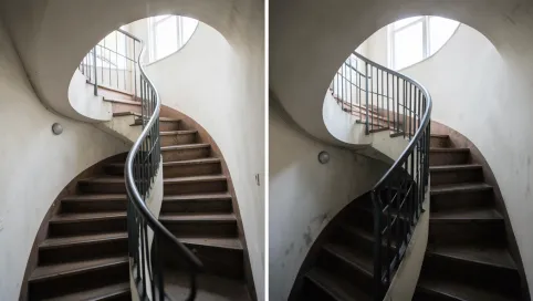 Schody wachlarzowe a kręcone