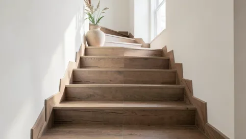 Schody wewnętrzne z płytek drewnopodobnych