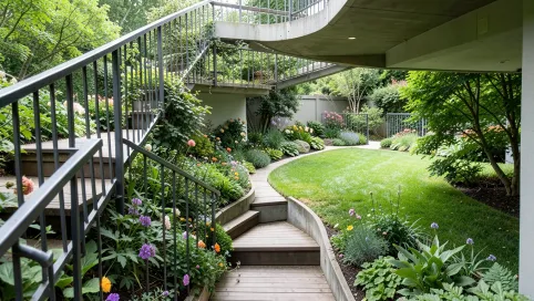 Schody z balkonu do ogrodu