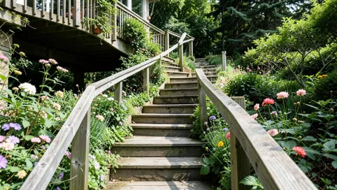 Schody z tarasu do ogrodu