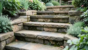 Schody zewnętrzne z kamienia łupanego