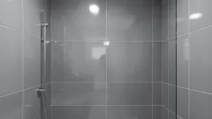 Szare płytki z połyskiem do łazienki