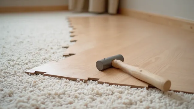 Układanie paneli na wykładzinie dywanowej