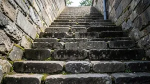 Wysokie schody z kostki brukowej