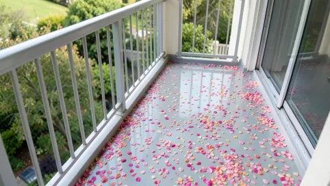 Żywica na balkon z płatkami