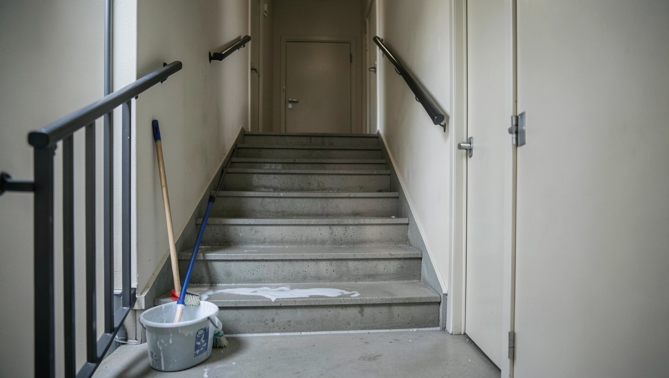 Sprzątanie klatki schodowej w bloku