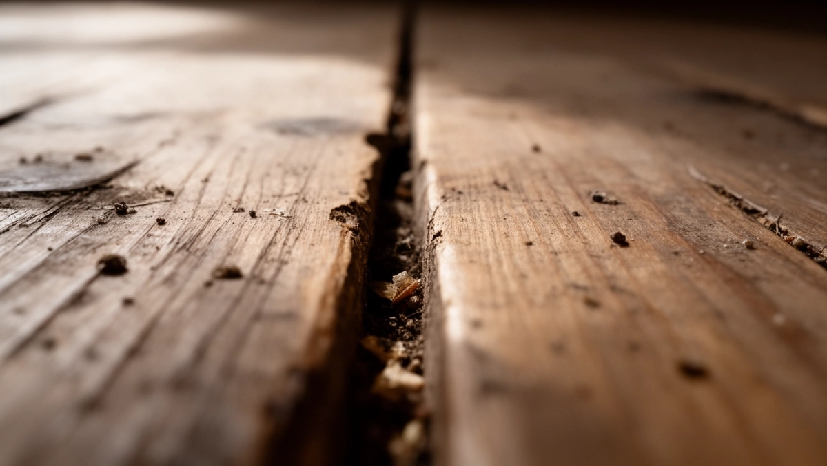 Szpara między deskami podłogi inaczej