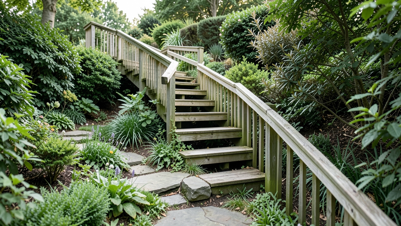 Tanie schody w ogrodzie
