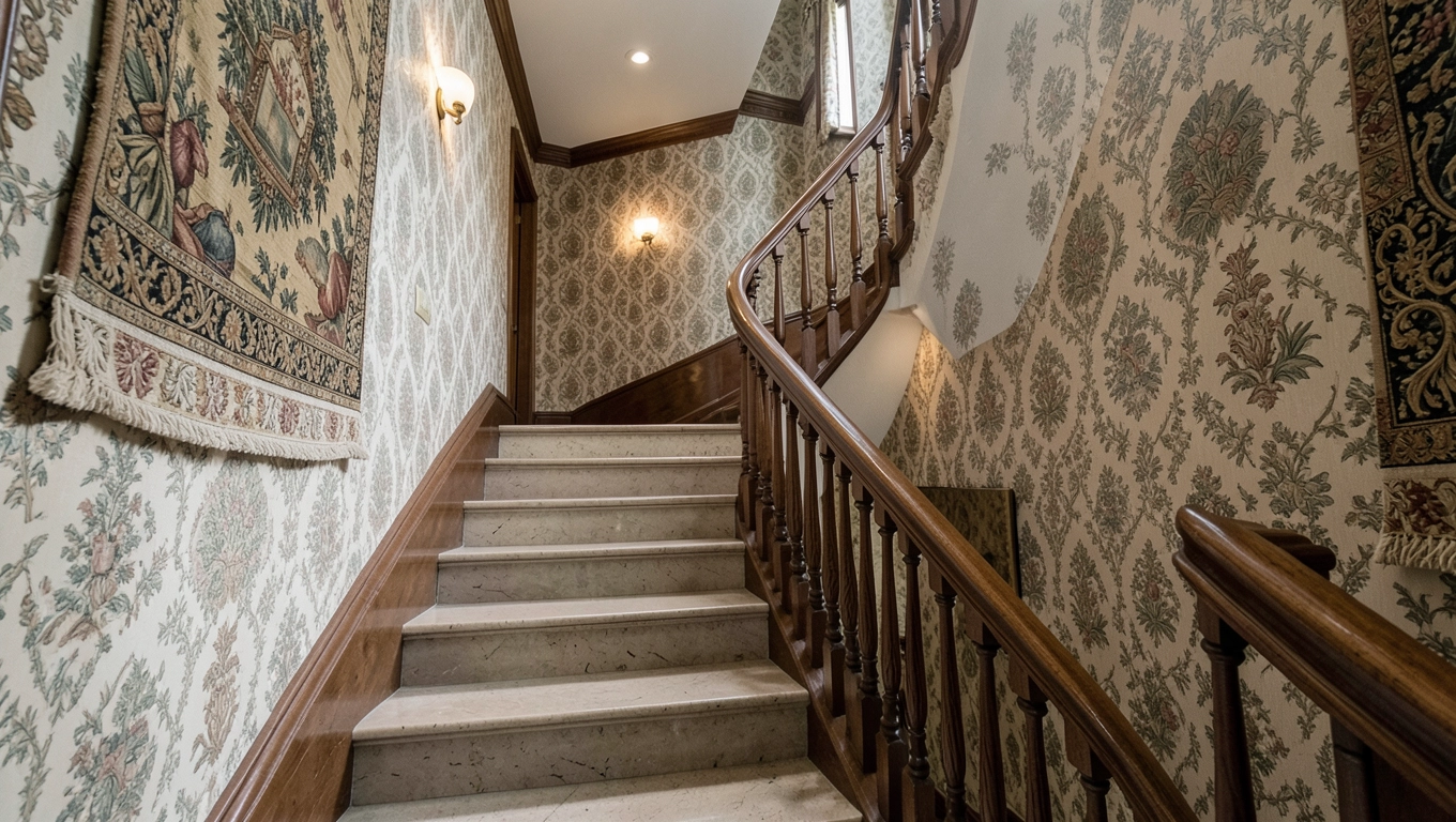 Tapety na korytarz że schodami