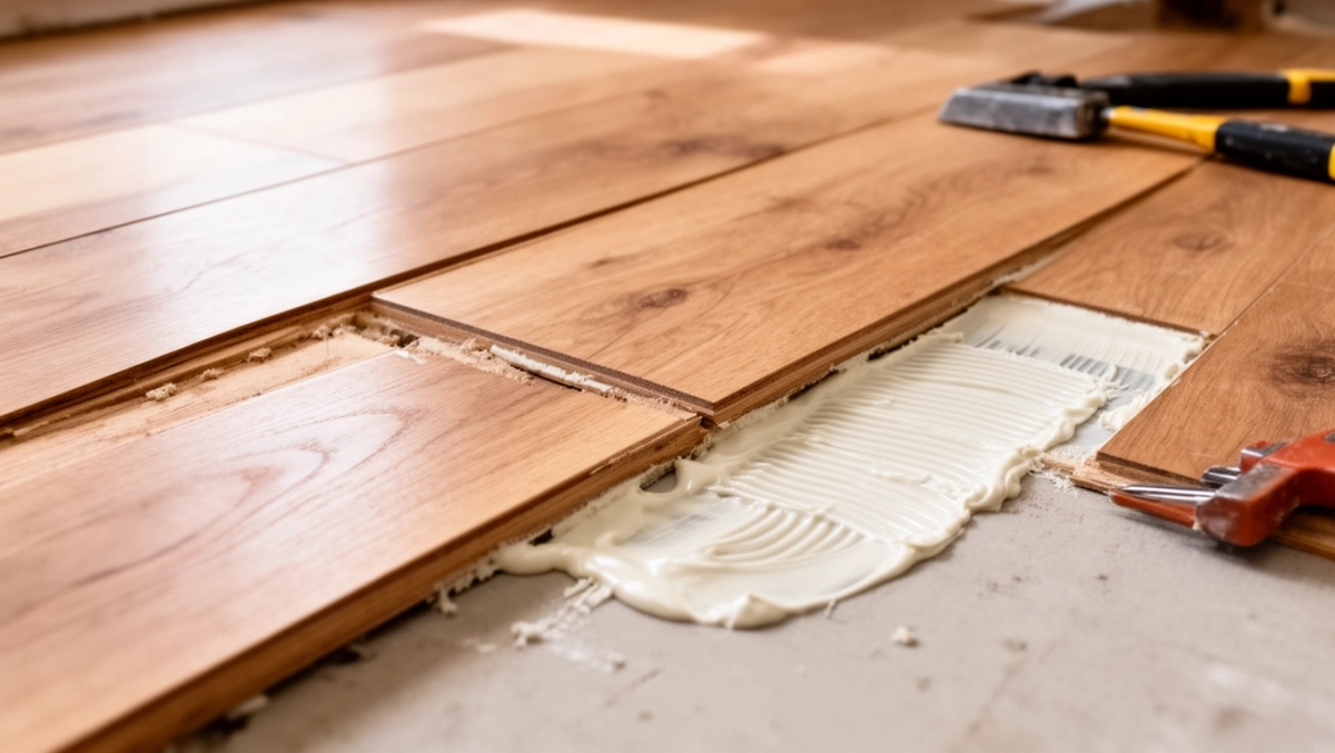 Układanie deski podłogowej na klej