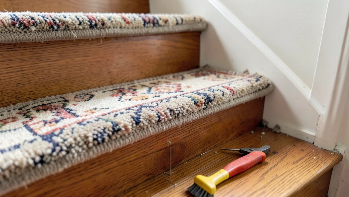 Układanie wykładziny na schodach