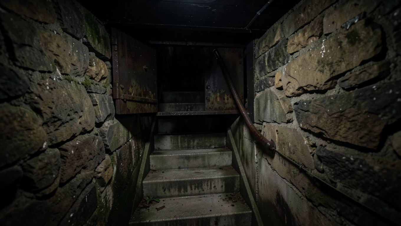 Właz do piwnicy że schodami