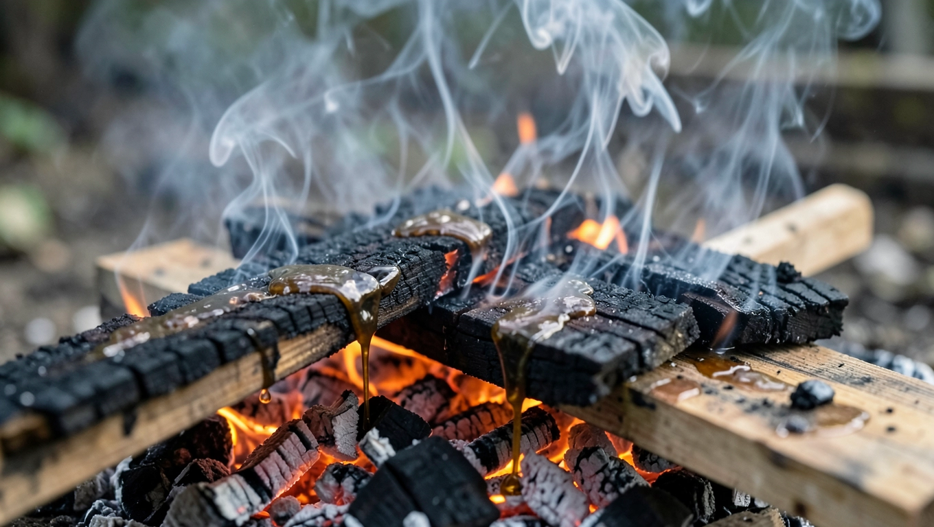 Wypalanie żywicy z desek