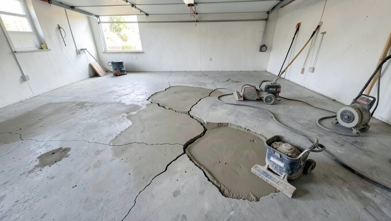 Naprawa posadzki betonowej w garażu